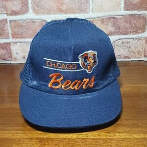 Vintage ANNCO Chicago Bears Split Bar NFL Snapback Trucker Hat Football Cap Blue